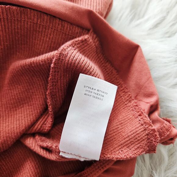 Lulus Bodysuit Medium Dusty Rose Pink Ribbed One Piece Cross Back Sleeveless - Picture 14 of 16